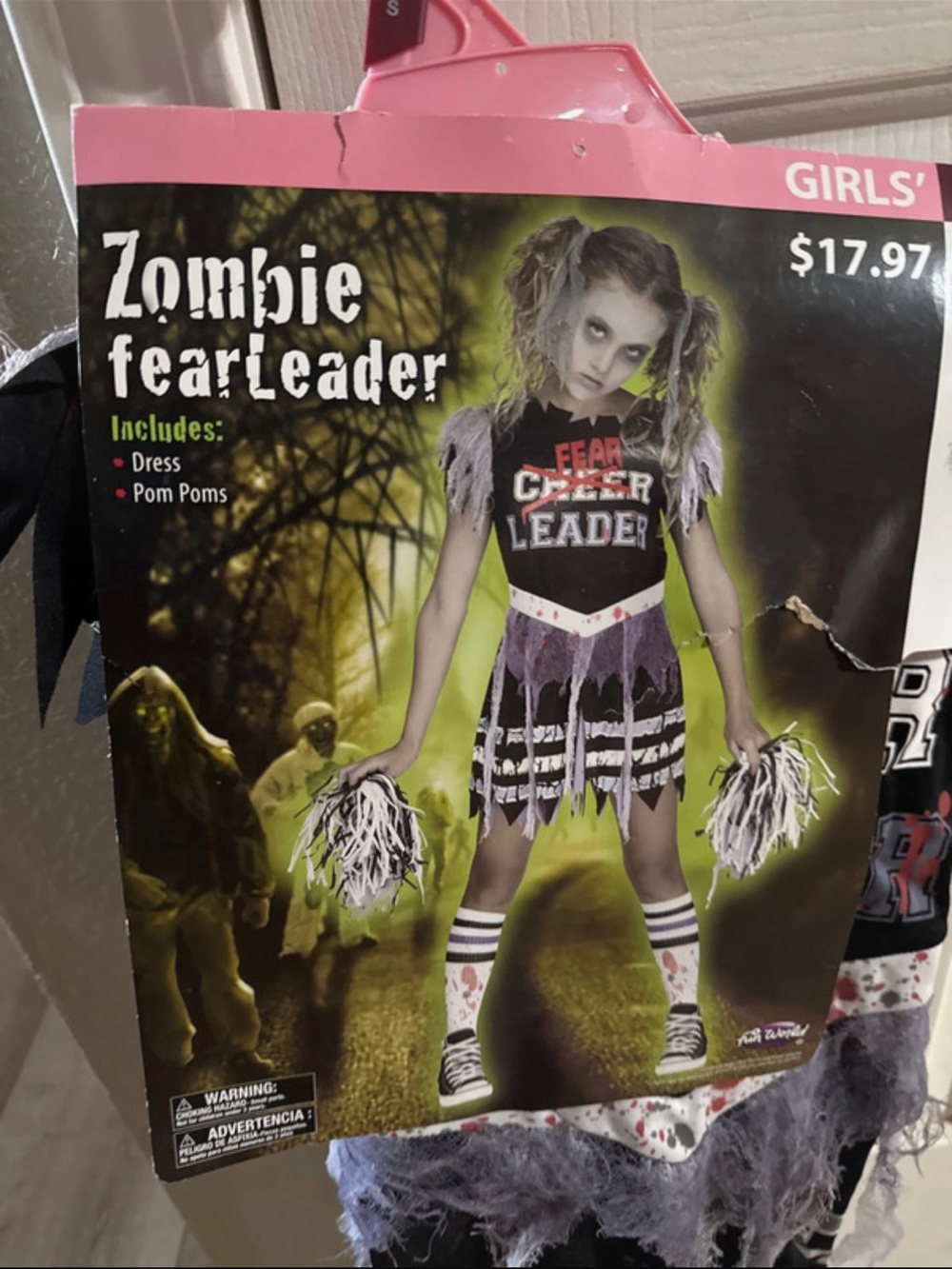 Zombie Fearleader Girls' Costume - Black & Grey